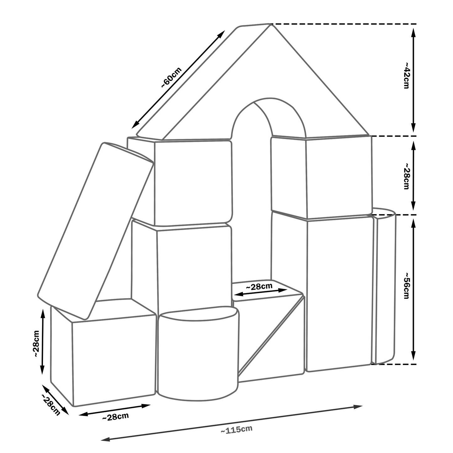 Castle Set (11 Pieces), Beige